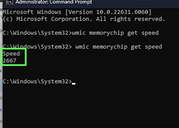 Here you can see the RAM speedd