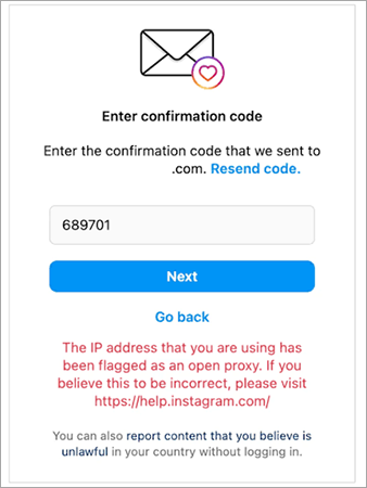 IP address block by Instagram