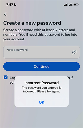 Incorrect ID or password
