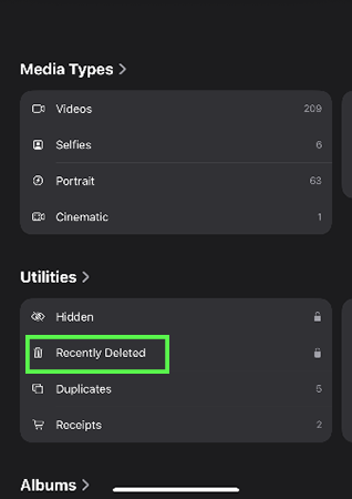 Open Recently Deleted