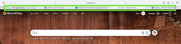 Open tabs in Safari