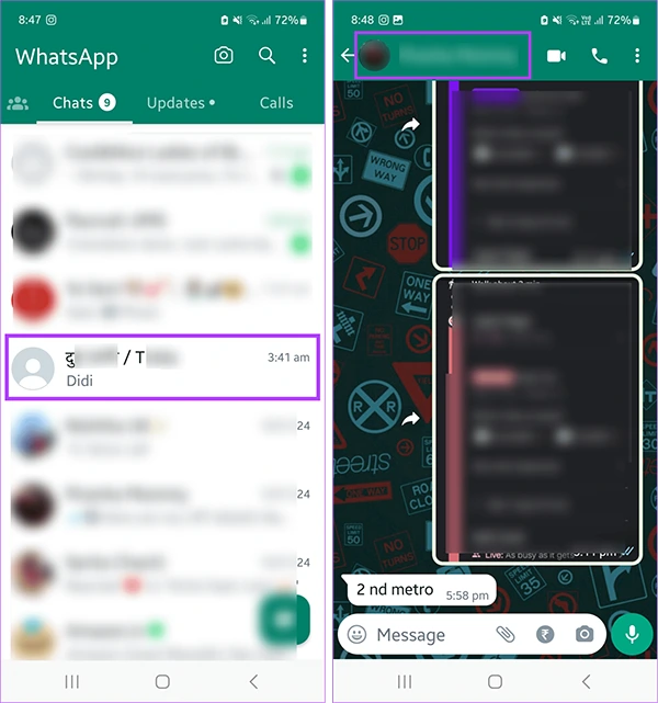 Open the chat where the image was sent