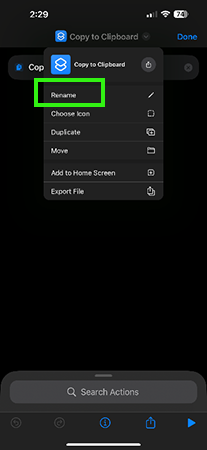 Rename the shortcut