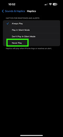 Select Never play.