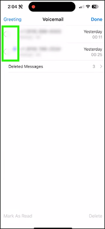 Select voicemails