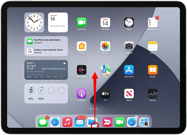 Slide up and hold your finger in the middle of the screen.