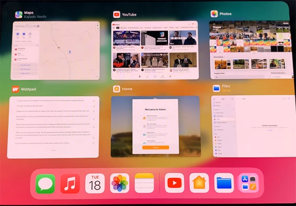 Slide upward and downward to close the apps.