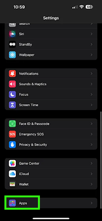 Tap on Apps.