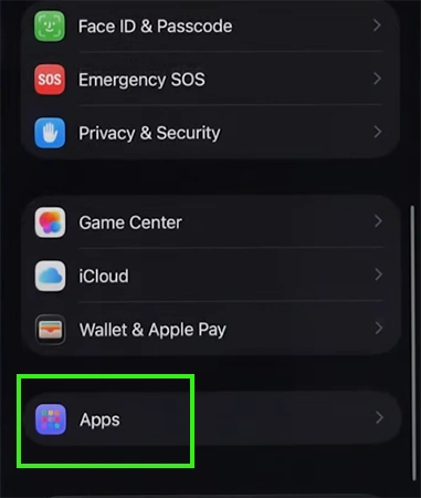 Tap on Apps