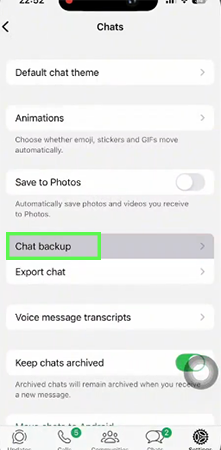 Tap on Chat backup