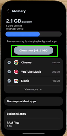 Tap on Clean now