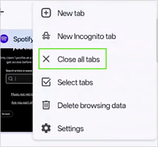 Tap on Close all tabs.
