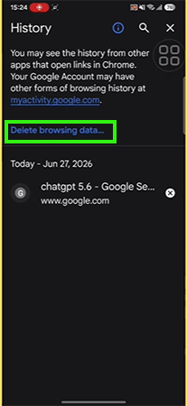 Tap on Delete browsing data&nbsp;