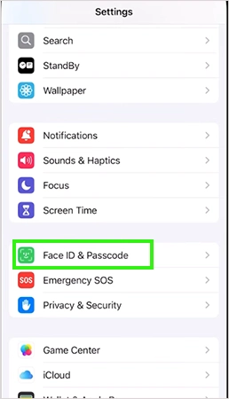 Tap on Face ID & Passcode.