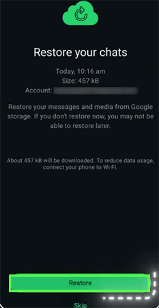Tap on Restore