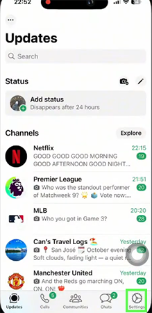 Tap on Settings