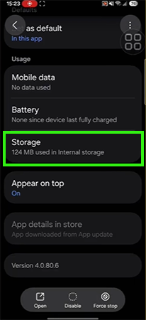 Tap on Storage&nbsp;