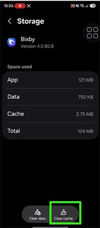 Tap on the Clear cache option&nbsp;