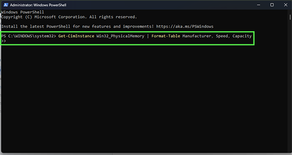 Type Get CimInstance Win32 PhysicalMemory Format Table