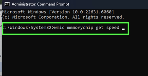 Type wmic memorychip get speed