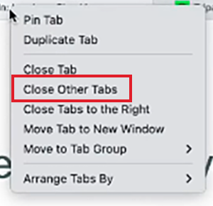 click on Close Other Tabs to close all the 