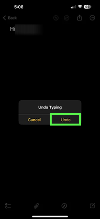 tap Undo