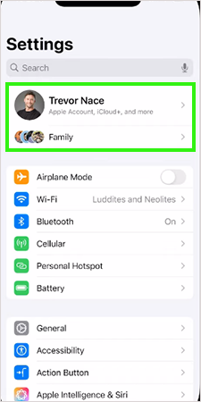 tap on apple id. 