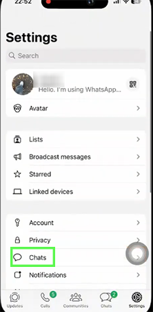 tap on chats