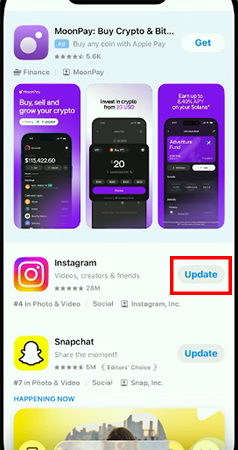 tap on update