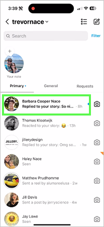 A blue dot appears next to the chat, and it moves back to looking unopened in your inbox list.