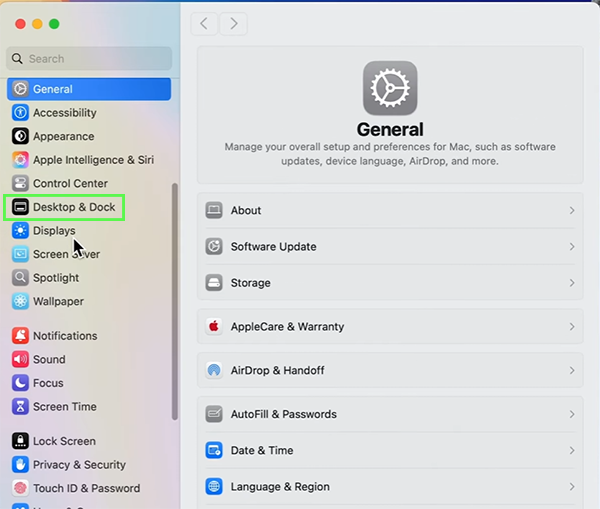 Click Desktop & Dock