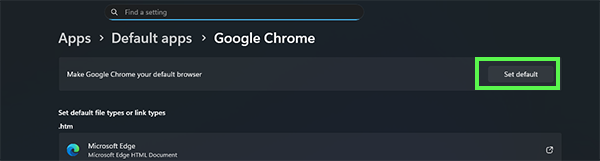 Click Set Default