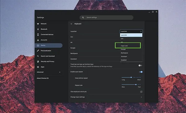 Click on Caps Lock to enable the option for writing in capital letters