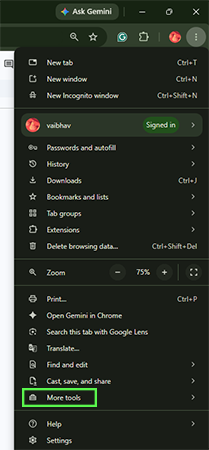 Click on More tools