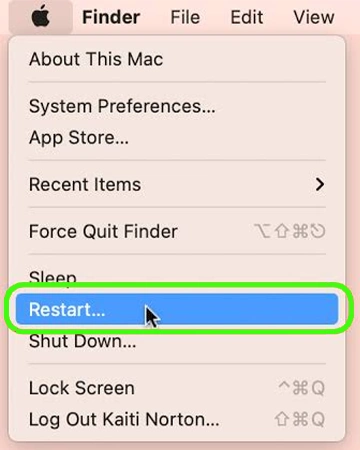 Click on Restart
