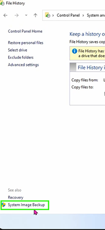 Click on System Image Backup