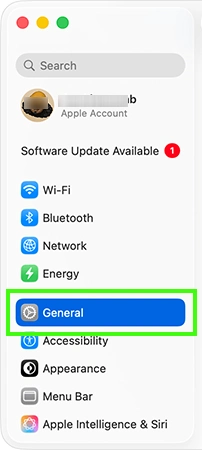 Click on the General tab