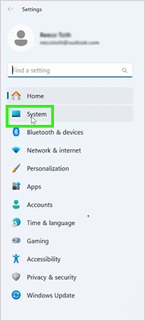 Click on the System Tab