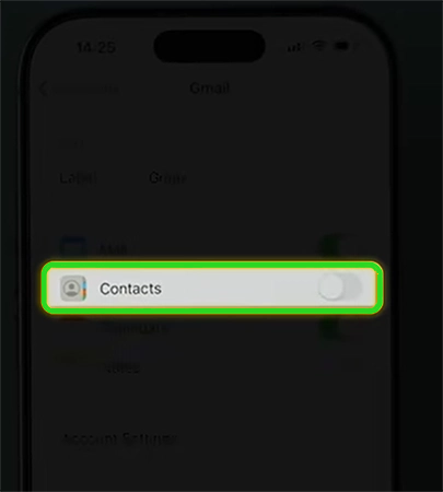 Enable the Contacts toggle.
