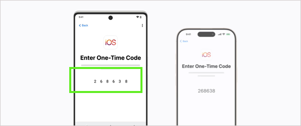 Enter the one-time code on Android.