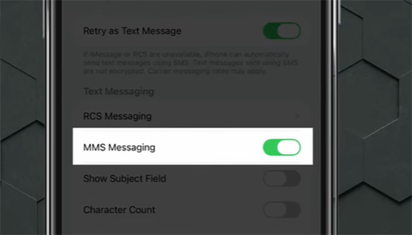 In the in-app settings, enable MMS messaging using this toggle.&nbsp;
