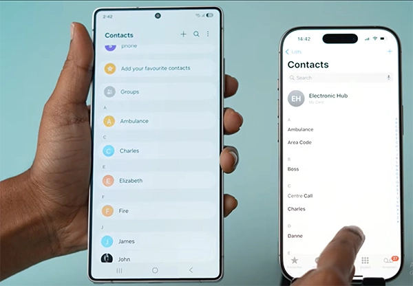 Now you can see all your contacts on both devices.