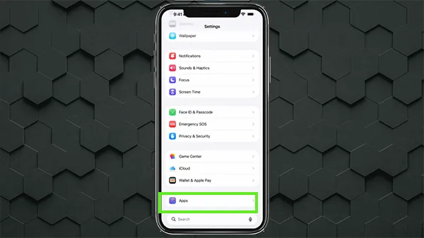 Open Settings and click on Apps.