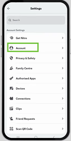 Open the Account tab.