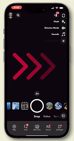 Open the Snapchat app on your device and swipe right