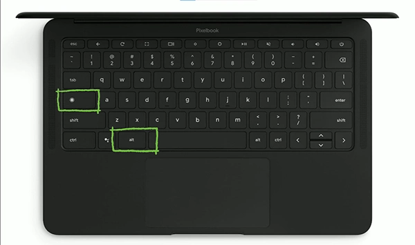 Press Alt+Search to enable and disable Caps Lock on Chromebook