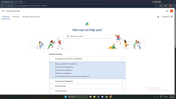 Search Google Drive Help to reach its homepage or follow the link