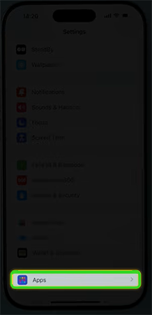 Select Apps option.