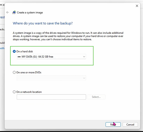 Click on System Image Backup