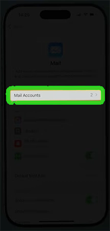 Tap on Mail Accounts.